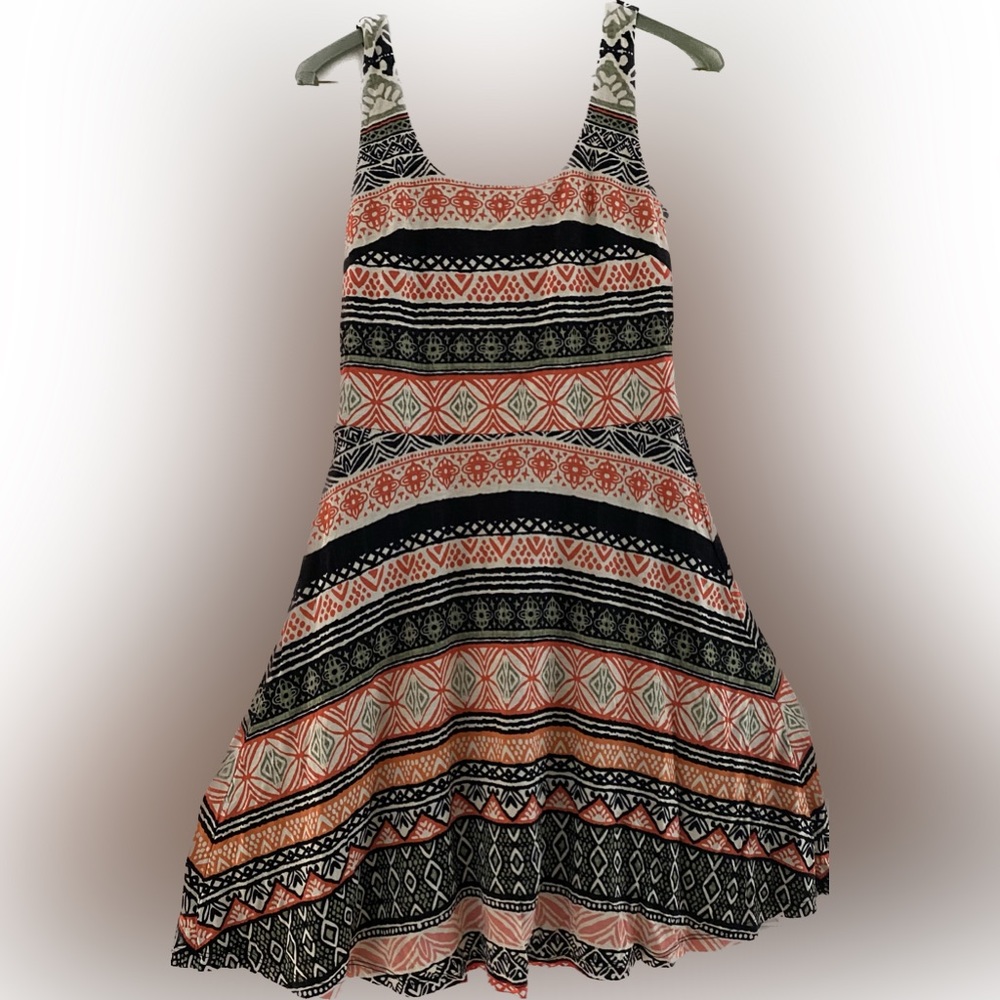 LOFT southwest orange & black Aztec print A line 00P